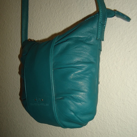 STONEMOUNTAIN Aquamarine Crossbody Bag Genuine Leather Turquoise Logo - Picture 5 of 14